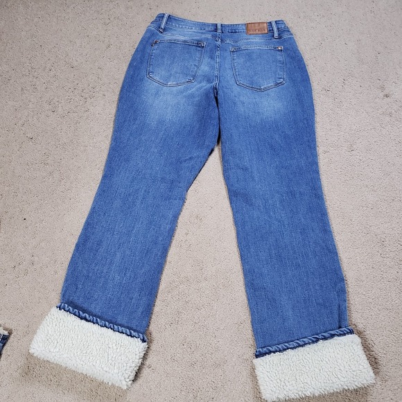 Judy Blue Jeans & Denim Vest Set XL 16W High Waist Sherpa Lined Shearling Cuff - Picture 10 of 16